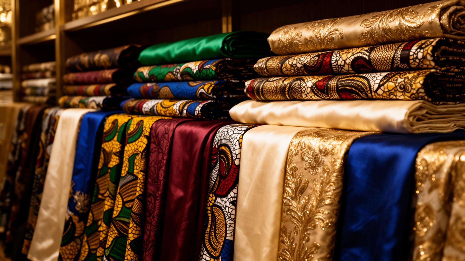 Inside Blossom Holness Fabric and Sewing Center — bolts of African wax prints, satin and lace in our Bronx storefront